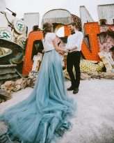 Neon Graveyard Las Vegas Elopement Blue Dress 6