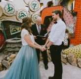 Neon Graveyard Las Vegas Elopement Blue Dress 7