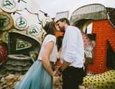 Neon Graveyard Las Vegas Elopement Blue Dress 9