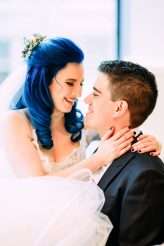 Emo Wedding Blue Hair Pink Dress 14