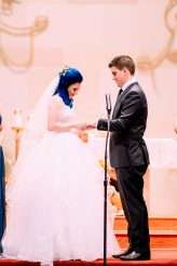 Emo Wedding Blue Hair Pink Dress 19
