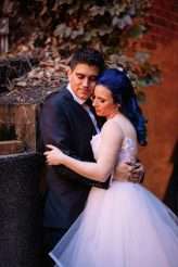 Emo Wedding Blue Hair Pink Dress 23