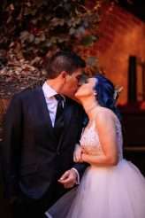 Emo Wedding Blue Hair Pink Dress 25