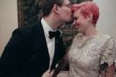 Marie Antoinette NYC Modern Pink Hair Wedding 57