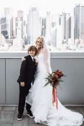 Rooftop Lovefest NYC Wedding Leather Jacket Sequin Jacket Pompoms Elopement 22