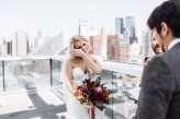 Rooftop Lovefest NYC Wedding Leather Jacket Sequin Jacket Pompoms Elopement 5