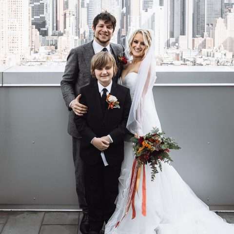 Rooftop Lovefest NYC Wedding Leather Jacket Sequin Jacket Pompoms Elopement 50