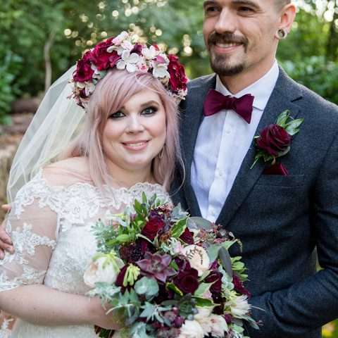 Skulls Flowers Burgundy Autumn Wedding Pink Hair 61