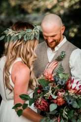 Natural Bohemian Boho Backyard Wedding Succulents Macrame 14