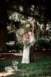 Natural Bohemian Boho Backyard Wedding Succulents Macrame 17