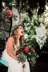 Natural Bohemian Boho Backyard Wedding Succulents Macrame 18