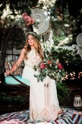 Natural Bohemian Boho Backyard Wedding Succulents Macrame 19