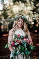 Natural Bohemian Boho Backyard Wedding Succulents Macrame 33