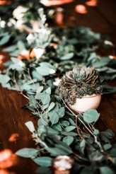 Natural Bohemian Boho Backyard Wedding Succulents Macrame 34