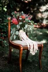 Natural Bohemian Boho Backyard Wedding Succulents Macrame 9