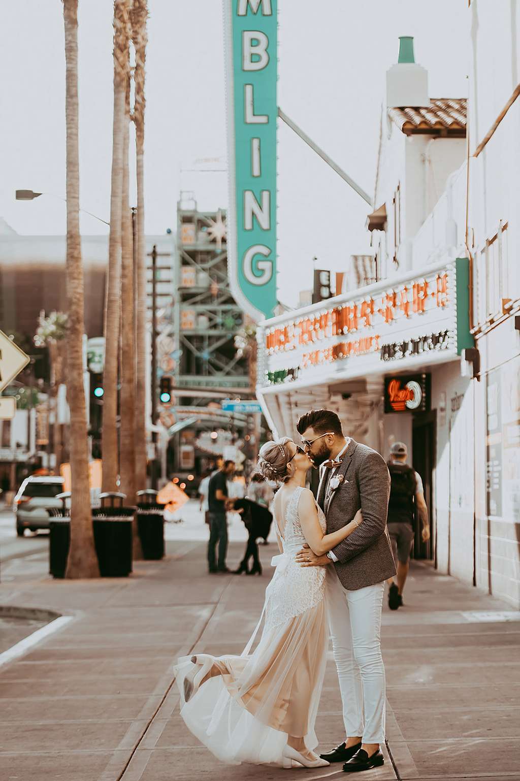 Soft yet Edgy Vegas Elopement with a Pale Pink Dress · Rock n Roll