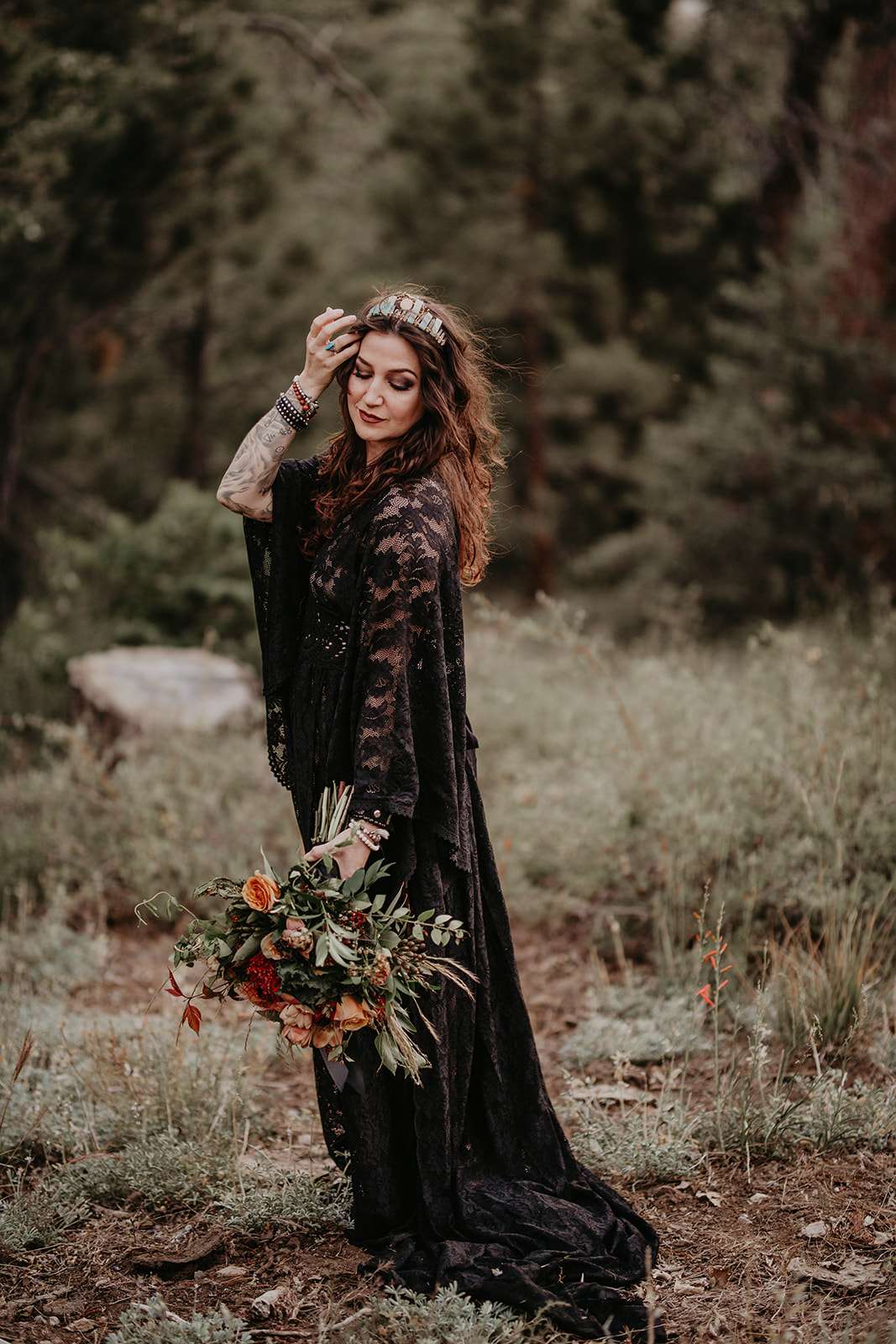 A Forest Witch Elopement with a Black Wedding Dress · Rock n Roll Bride