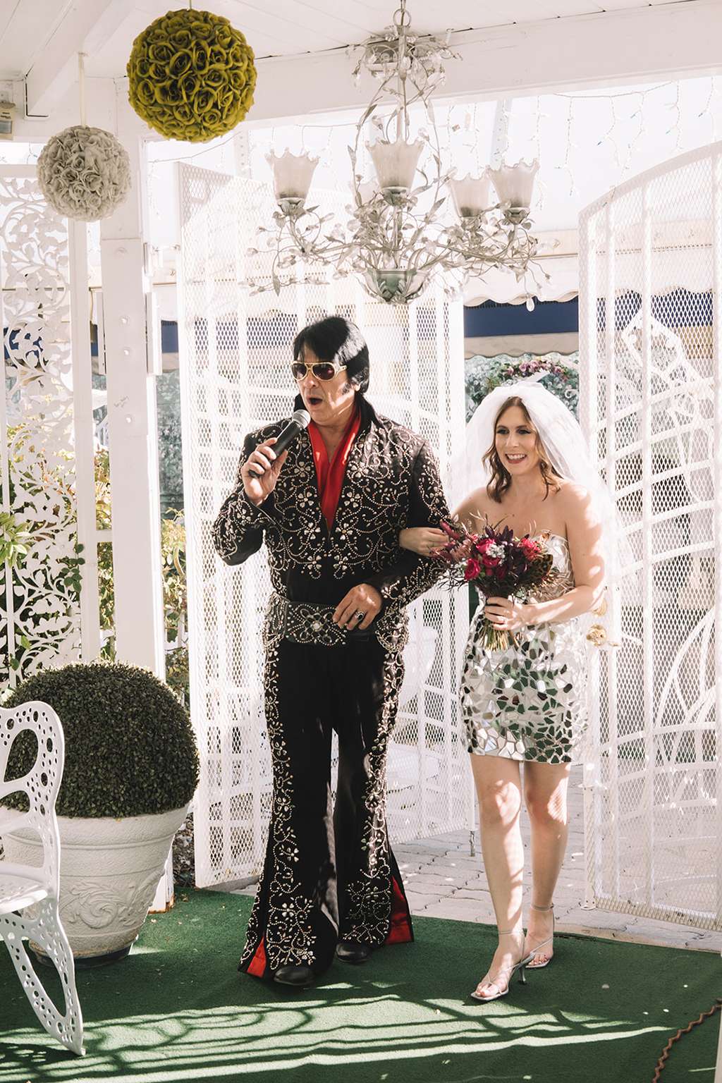 Pink Dream Las Vegas Elopement with a Mirrored Wedding Dress · Rock n Roll  Bride