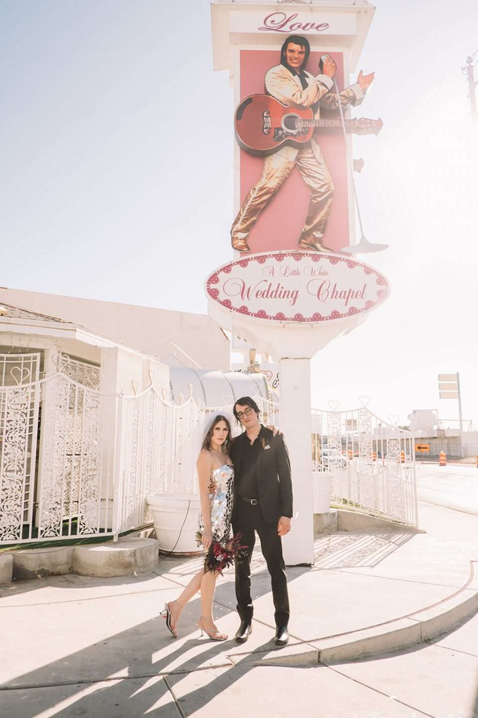 Pink Dream Las Vegas Elopement with a Mirrored Wedding Dress · Rock n