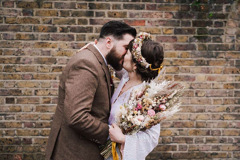 Smiley Simple London Wedding with a Sequin Jumpsuit Rock n Roll Bride