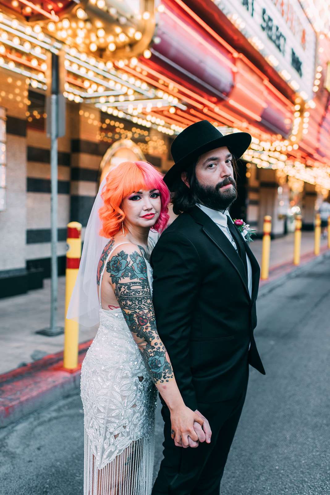 A Tattooed Couples' Las Vegas Elopement with a Flapper Inspired