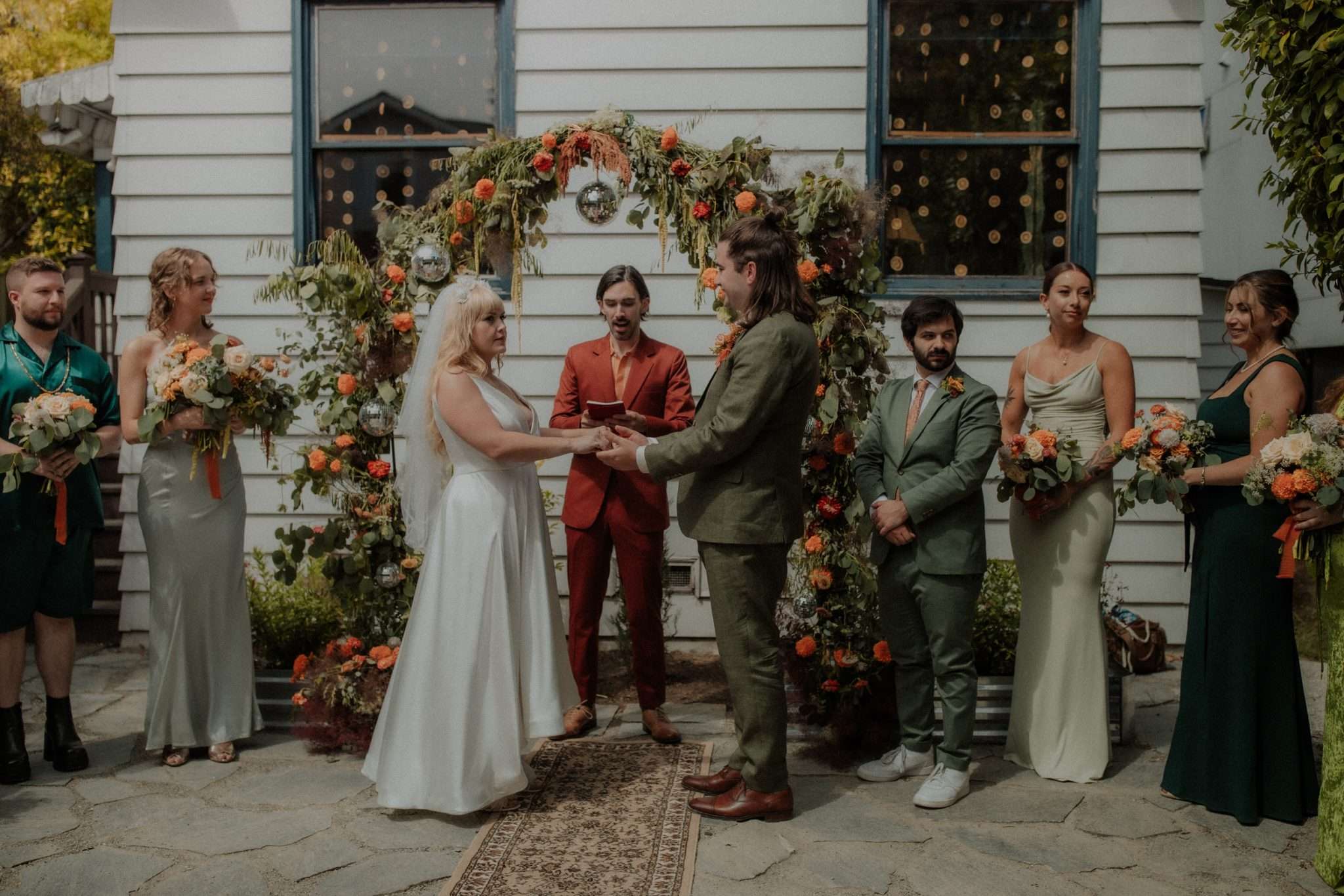 Retro Nostalgia Wedding at Home with a Rooftop Afterparty Rock n Roll Bride