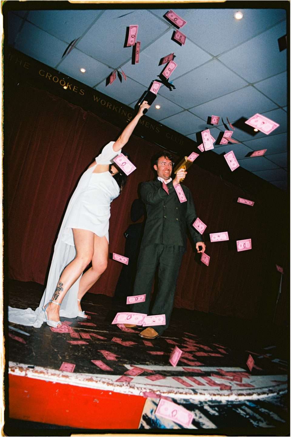A £10k ‘Camp Music Video’-Inspired Working Men’s Club Wedding